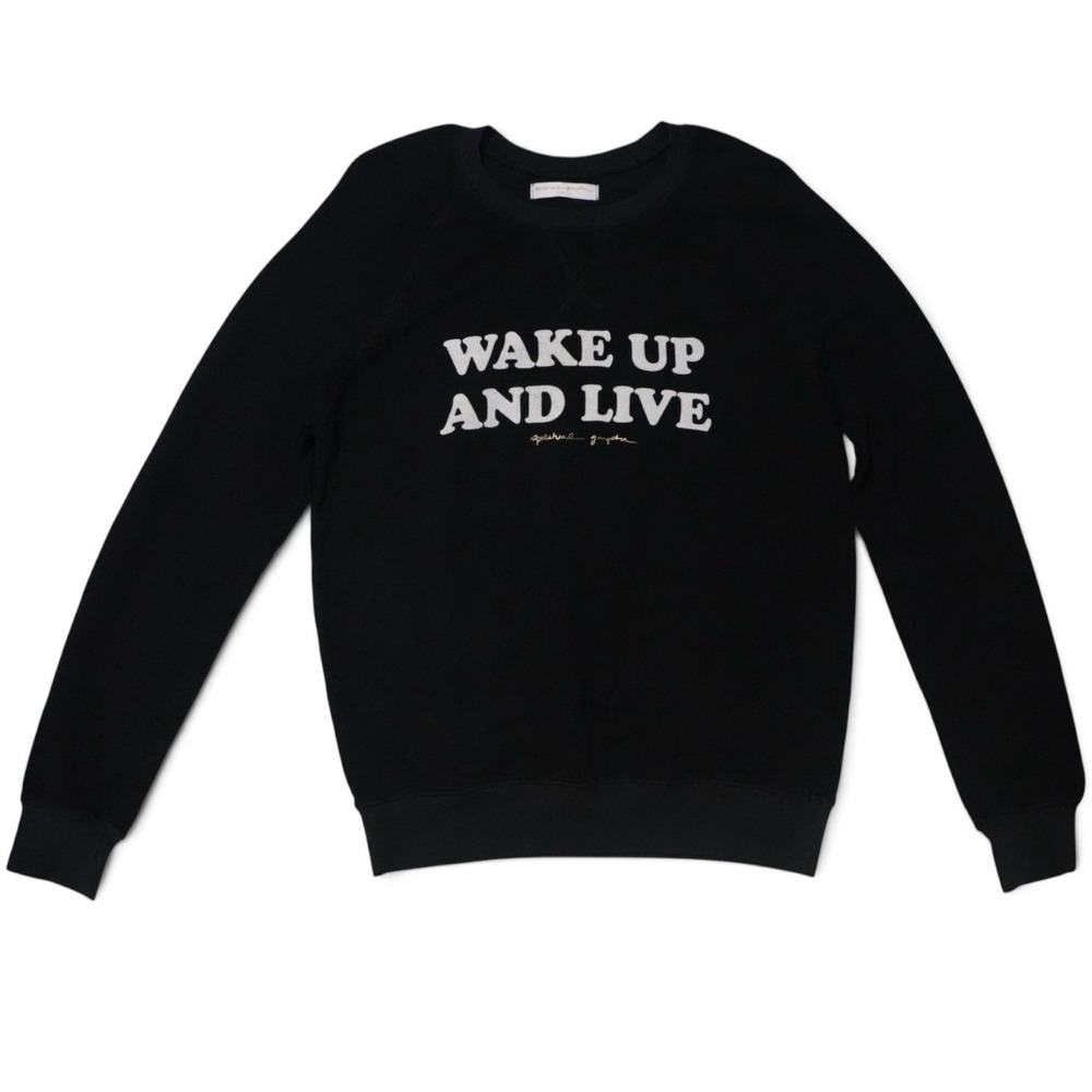 Spiritual Gangster Wake Up and Live Sweatshirt M Black Graphic Made in USA